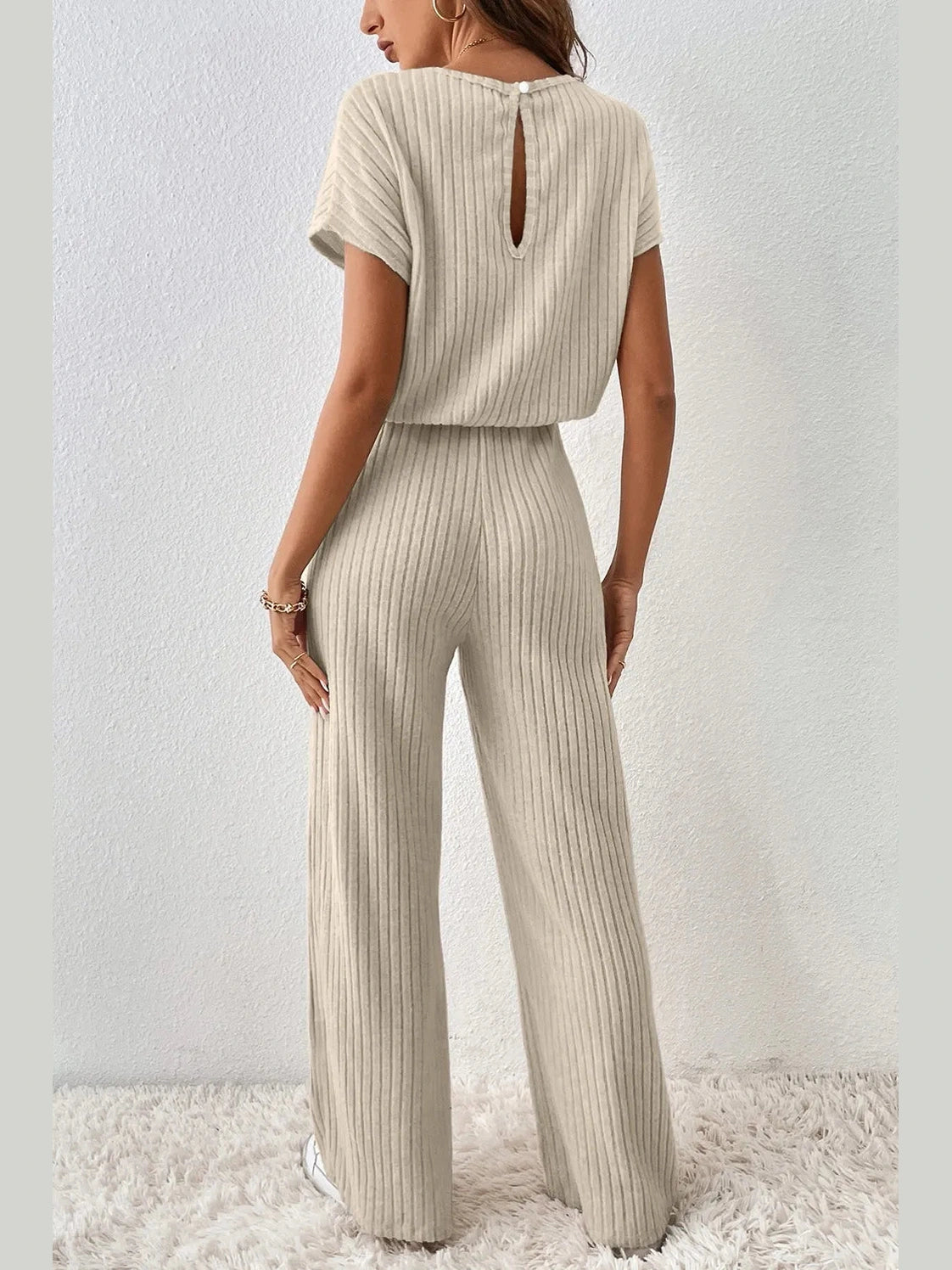 Ribbed Knit Wide Leg Jumpsuit nicholesgifts