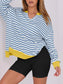Women Notched Long Sleeve Oversized Sweatshirt nicholesgifts