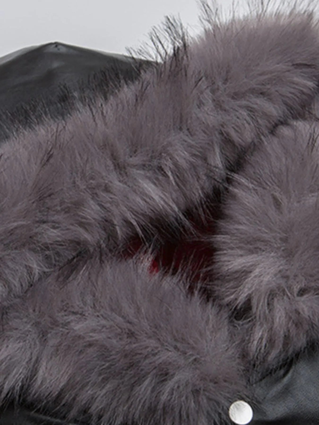 Men's Leather Bomber Jacket with Faux Fur Hood Trendsi
