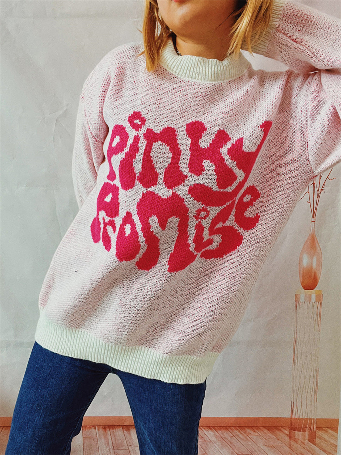 PINKY PROMISE Graphic Sweater Trendsi