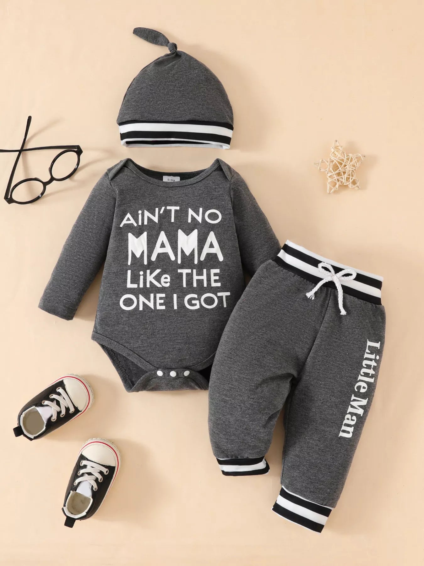 Children's Letter Bodysuit & Pants & Hat Set NicholesGifts