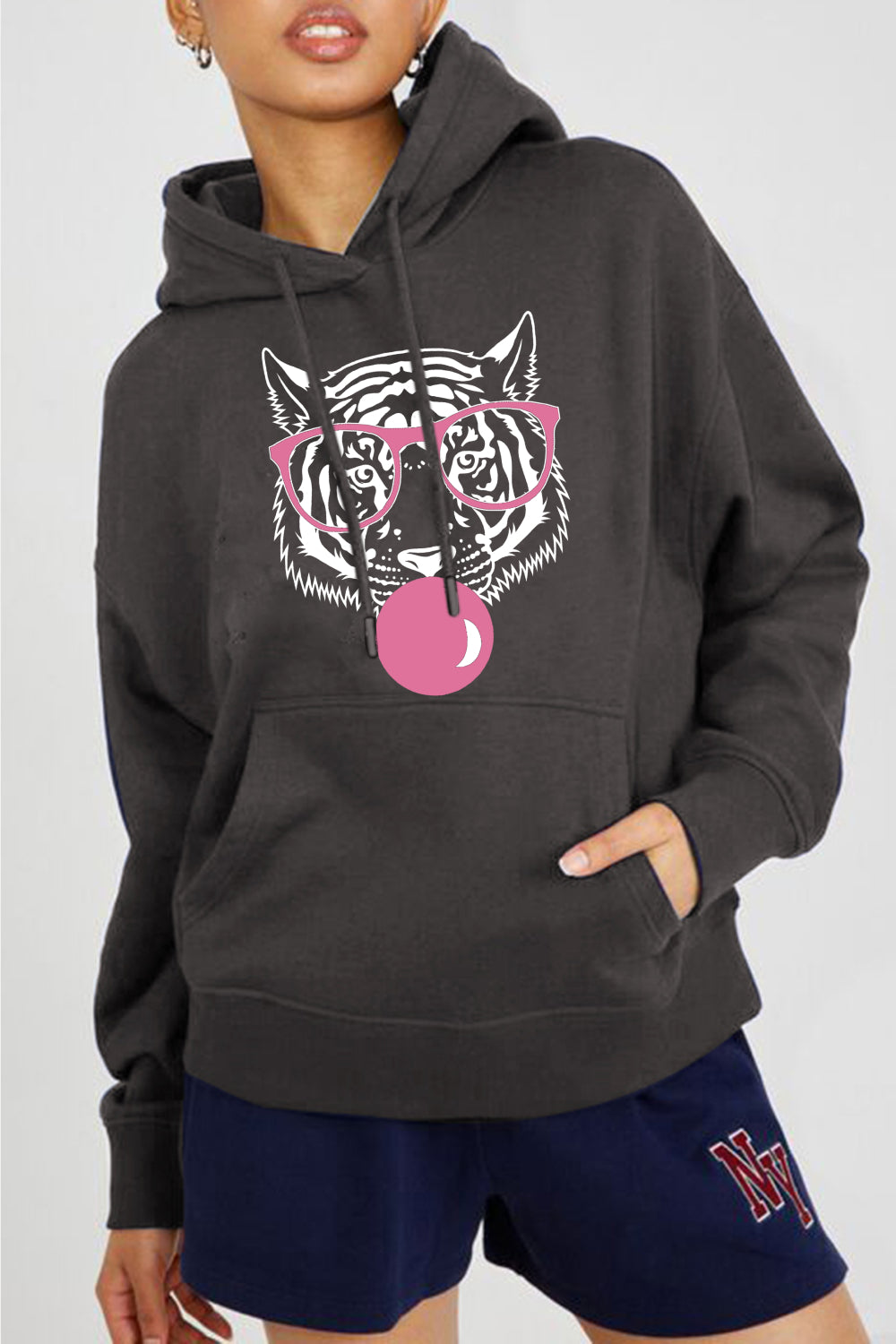 Simply Love Simply Love Full Size Dropped Shoulder Tiger Graphic Hoodie Trendsi