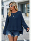 High-Low Slit Round Neck Long Sleeve Sweater nicholesgifts