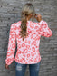 Leopard V-Neck Decorative Button Long Sleeve Blouse nicholesgifts