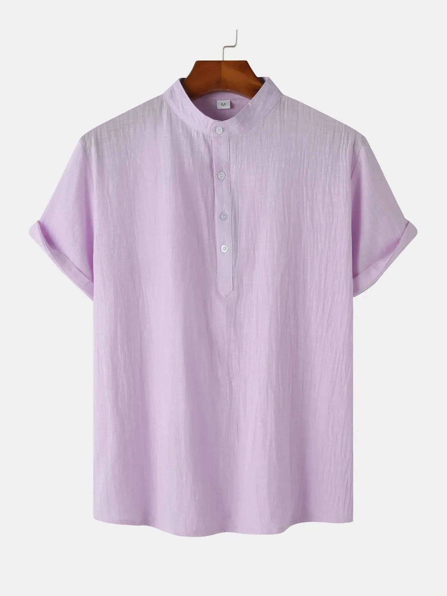 Men's Mandarin Collar Short Sleeve Henley Shirt NicholesGifts