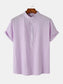 Men's Mandarin Collar Short Sleeve Henley Shirt nicholesgifts