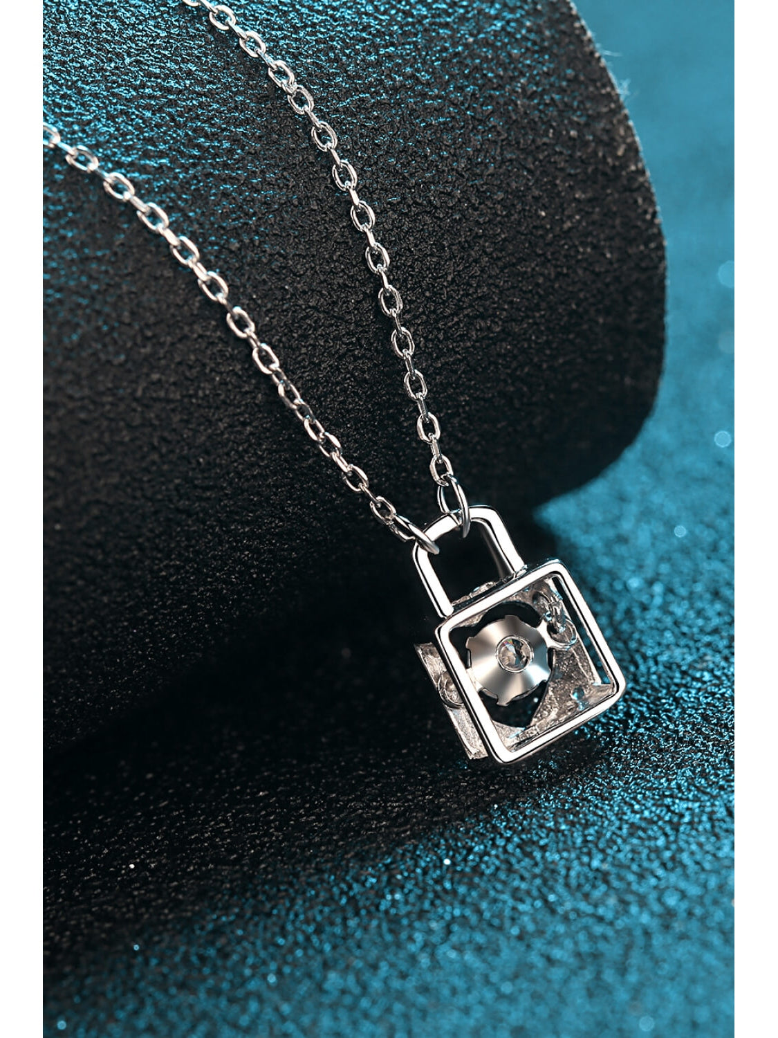 Adored Moissanite Lock Pendant Necklace nicholesgifts