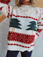 Women Christmas Tree Mock Neck Long Sleeve Sweater nicholesgifts