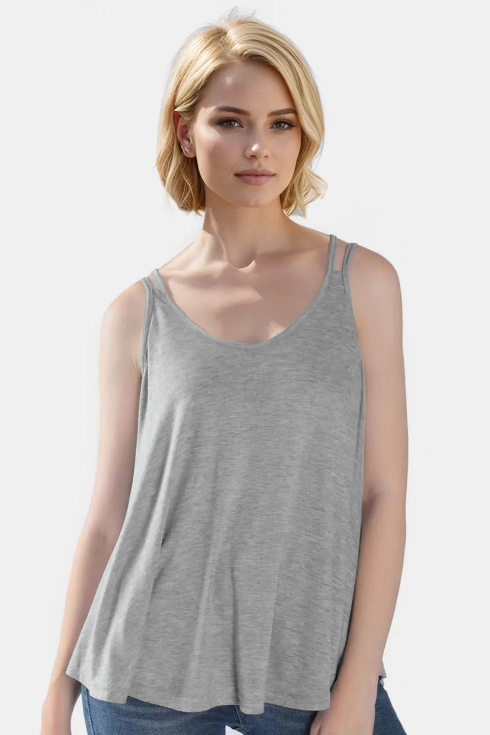 Basic Bae Bamboo Scoop Neck Double Spaghetti Straps Cami NicholesGifts