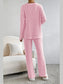 Ribbed V-Neck Top and Pants Lounge Set nicholesgifts