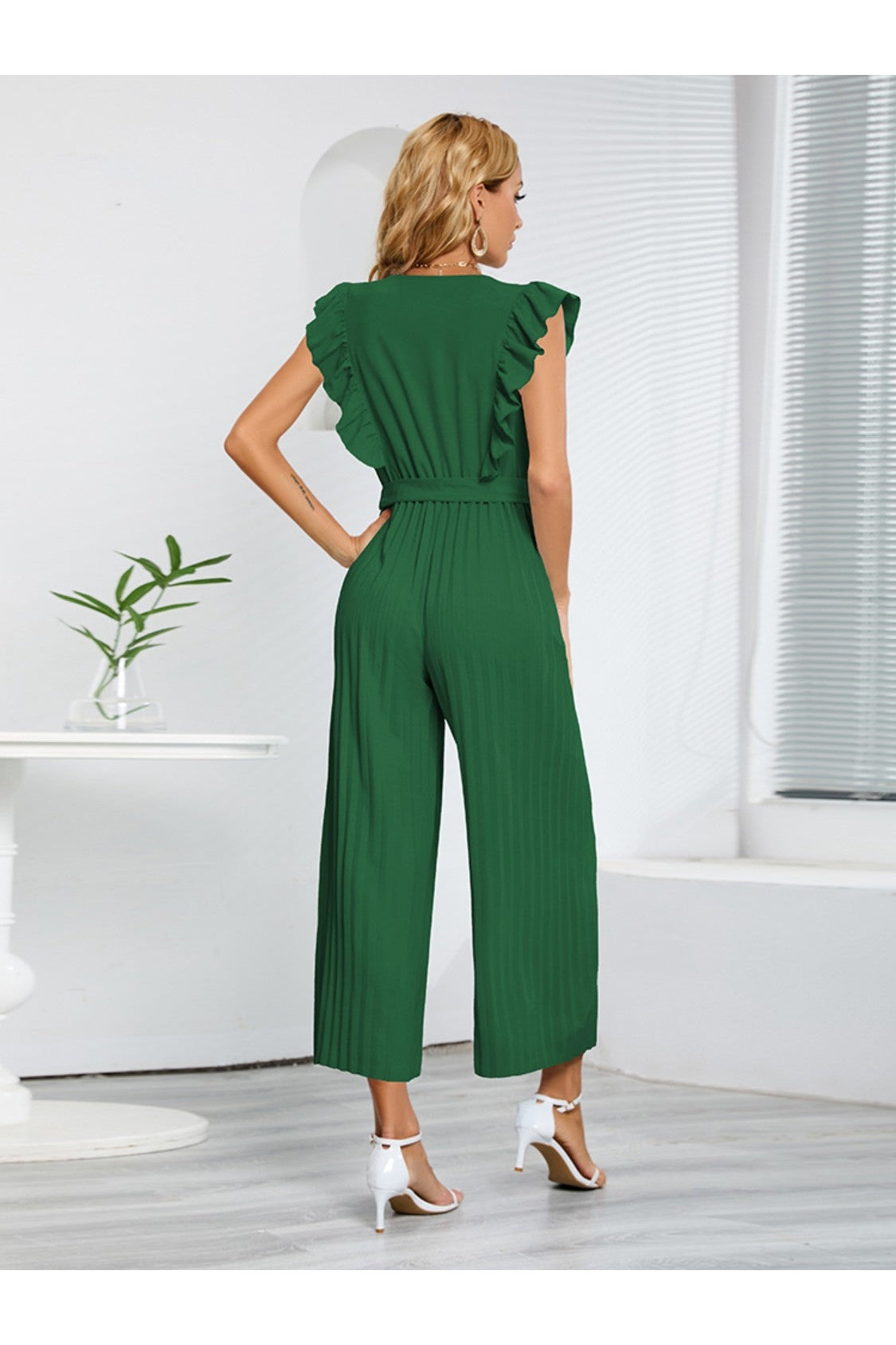 Ruffled Surplice Cap Sleeve Jumpsuit nicholesgifts