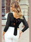 Women Bowknot V-Neck Long Sleeve Blouse nicholesgifts