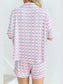 Plaid Collared Neck Short Sleeve Top and Shorts Lounge Set nicholesgifts