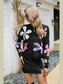 Flower Round Neck Drop Shoulder Sweater nicholesgifts