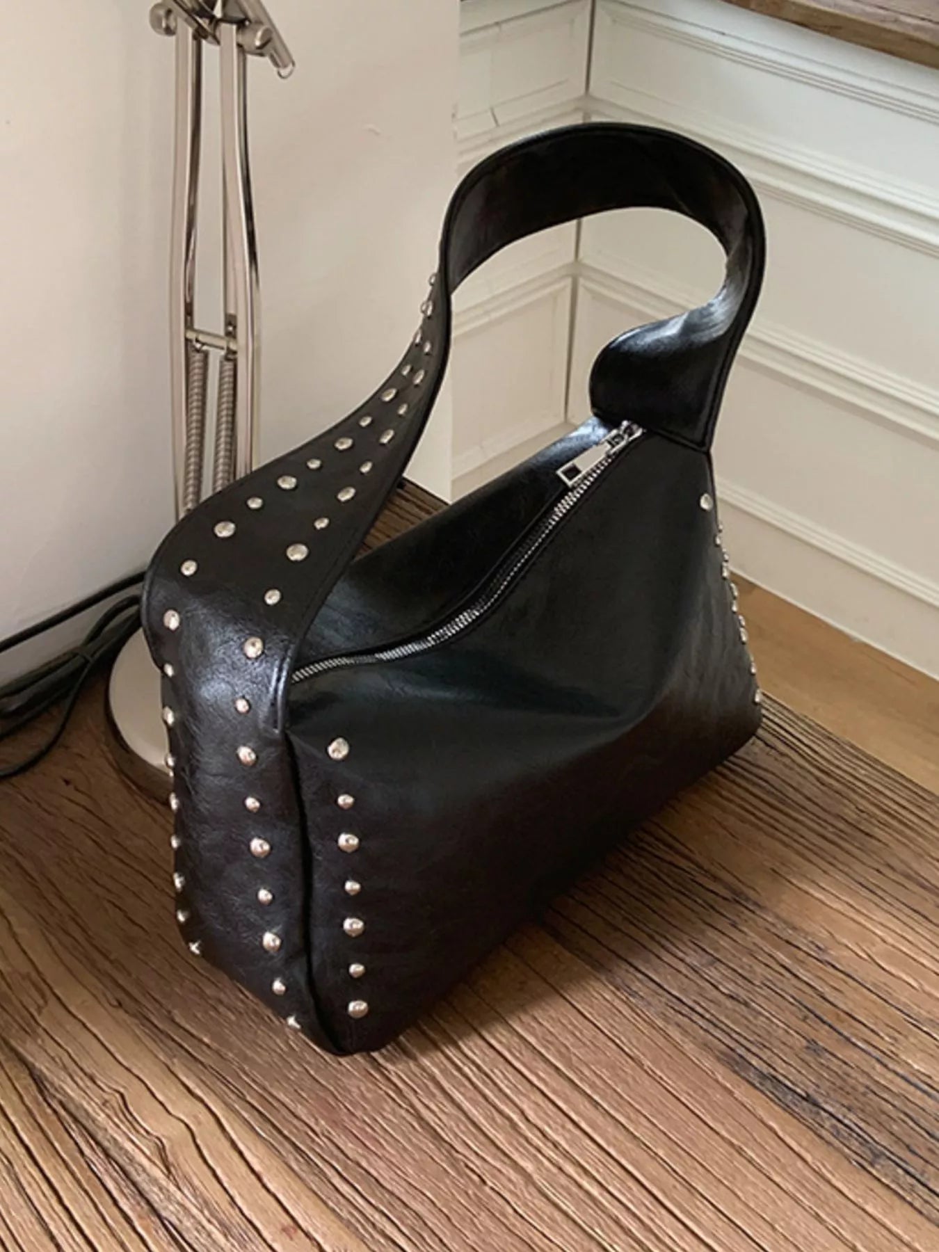 Studded Accent Shoulder Bag nicholesgifts
