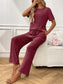 Ribbed Knit Short Sleeve Top and Pants Lounge Set nicholesgifts