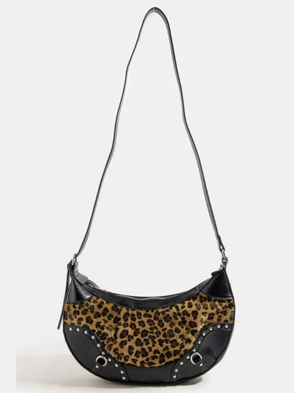 Fame Leopard Print Half Moon Shoulder Bag nicholesgifts