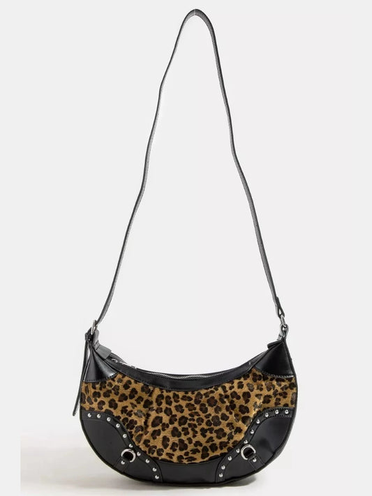Fame Leopard Print Half Moon Shoulder Bag nicholesgifts