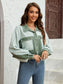 Color Block Crop Jacket with Pockets nicholesgifts