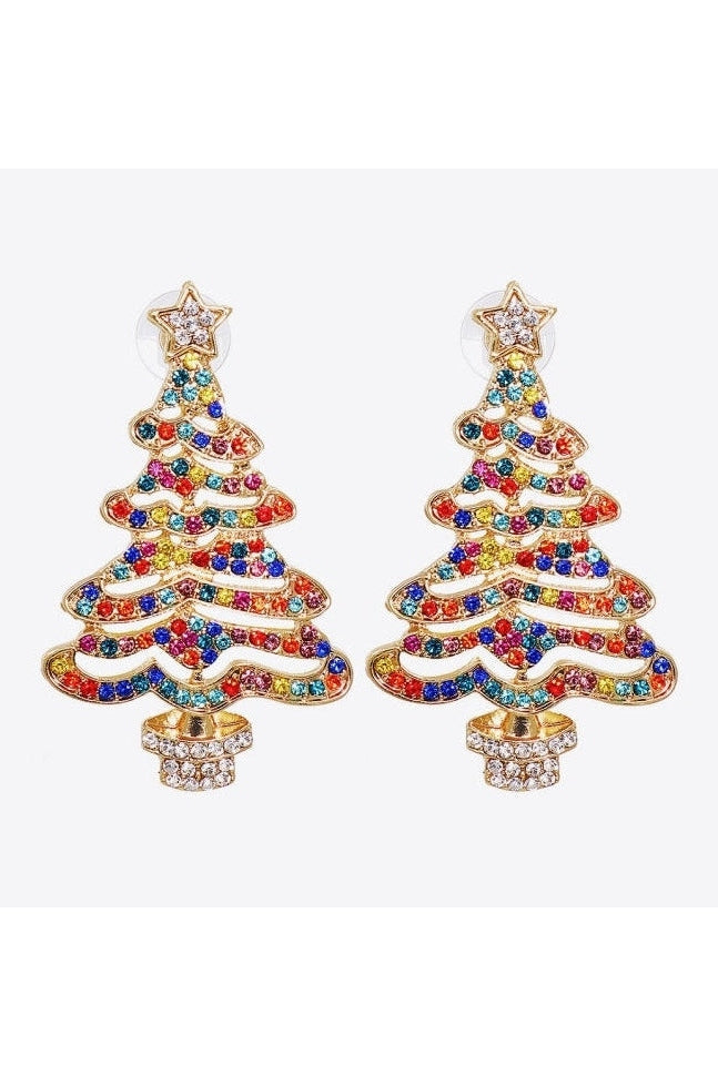 Rhinestone Alloy Christmas Tree Earrings nicholesgifts