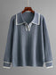 Contrast Trim Johnny Collar Top and Drawstring Pants Sweater Set nicholesgifts