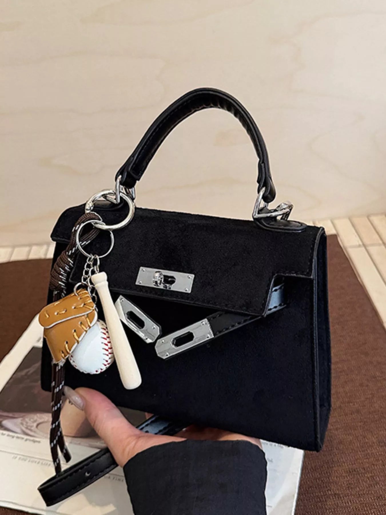 Crossbody Bag with Baseball Charm nicholesgifts