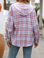 Plaid Long Sleeve Hooded Jacket nicholesgifts