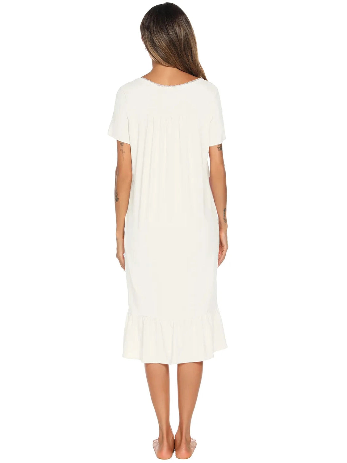 Lace Detail Square Neck Lounge Dress nicholesgifts