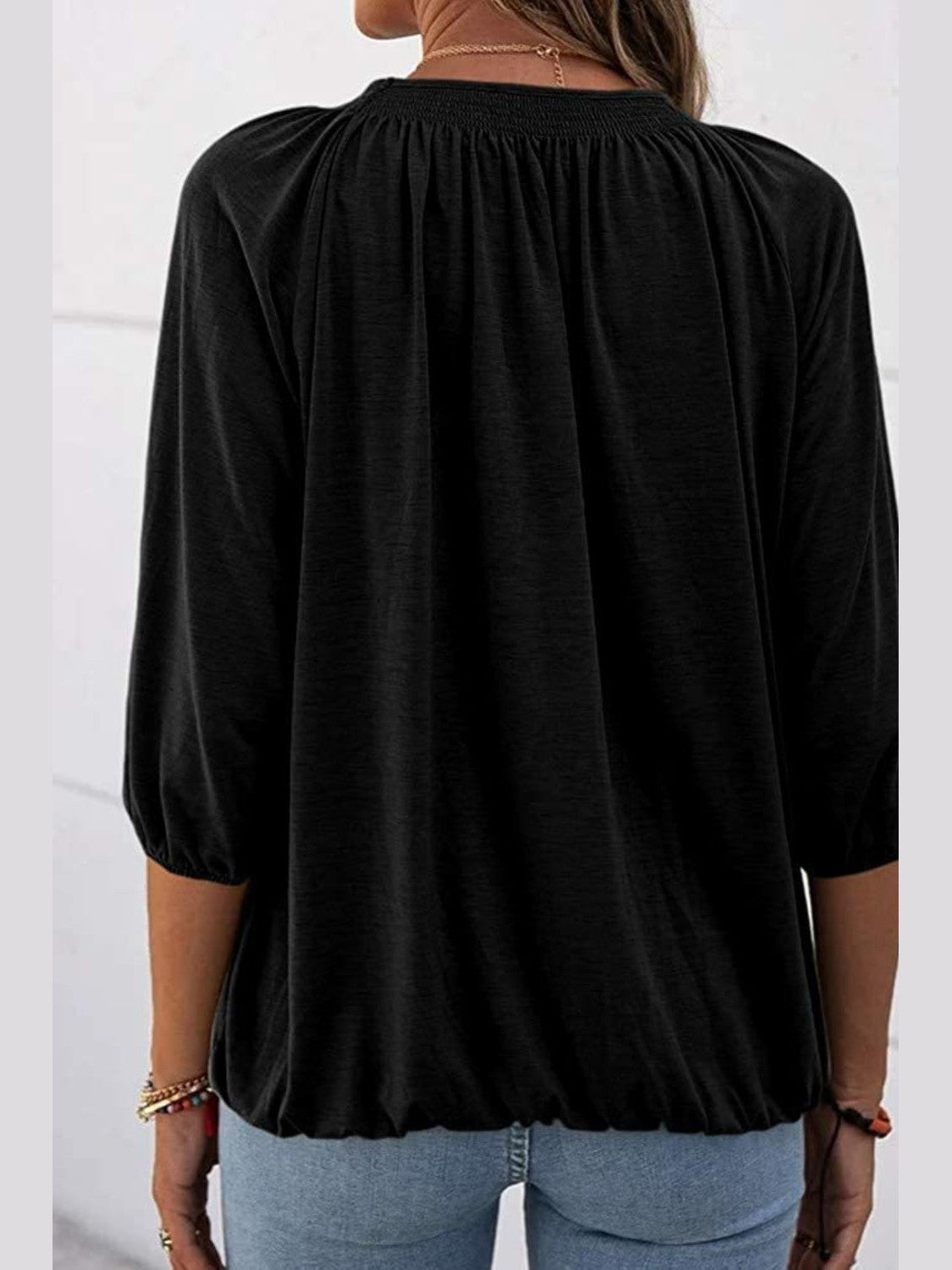 Gathered Detail Round Neck T-Shirt