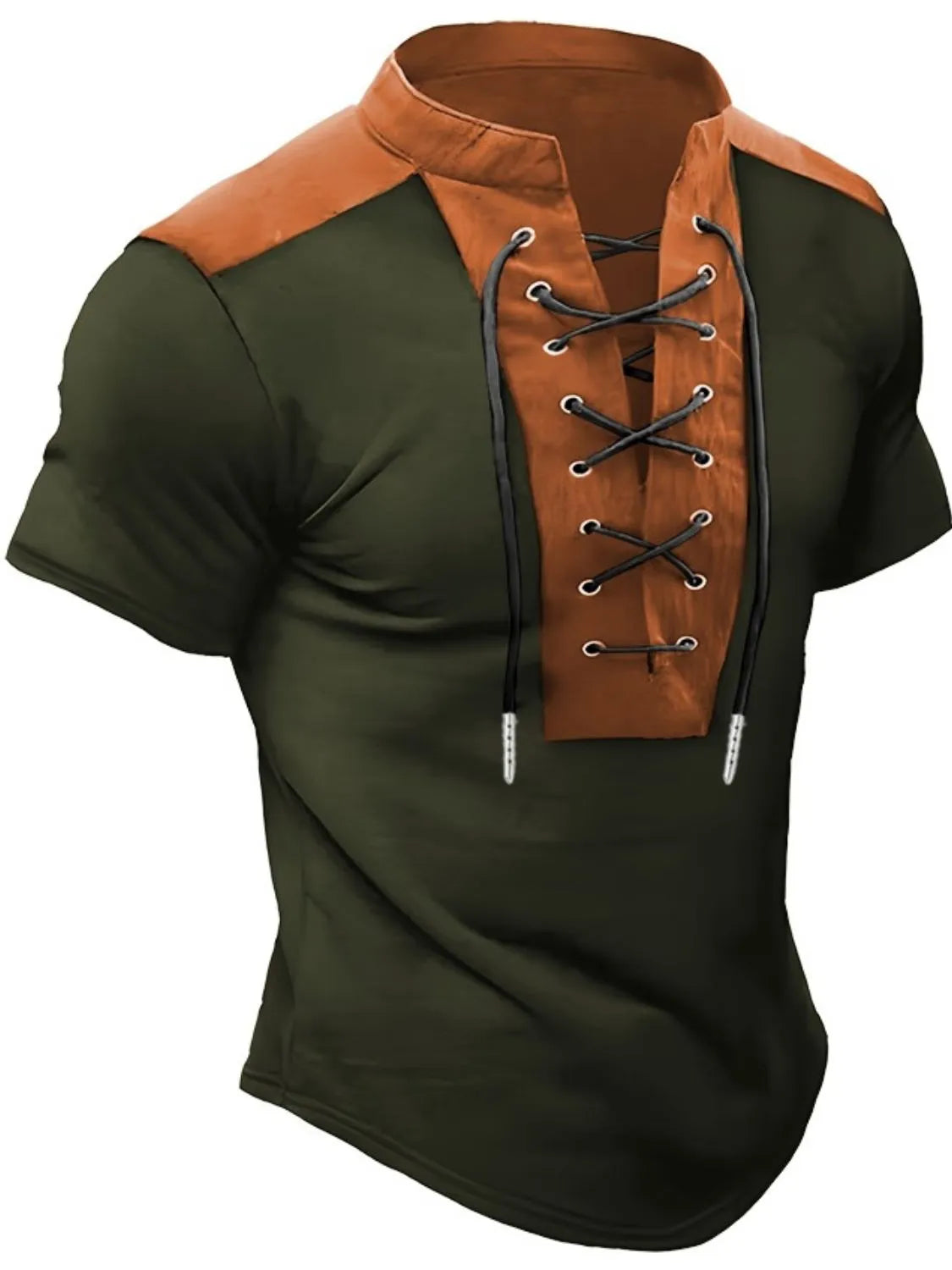 Men's Plus Size Lace Up Short Sleeve Polo NicholesGifts