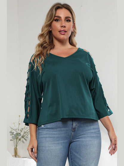 3/4 Sleeve Cutout Detail Top NicholesGifts