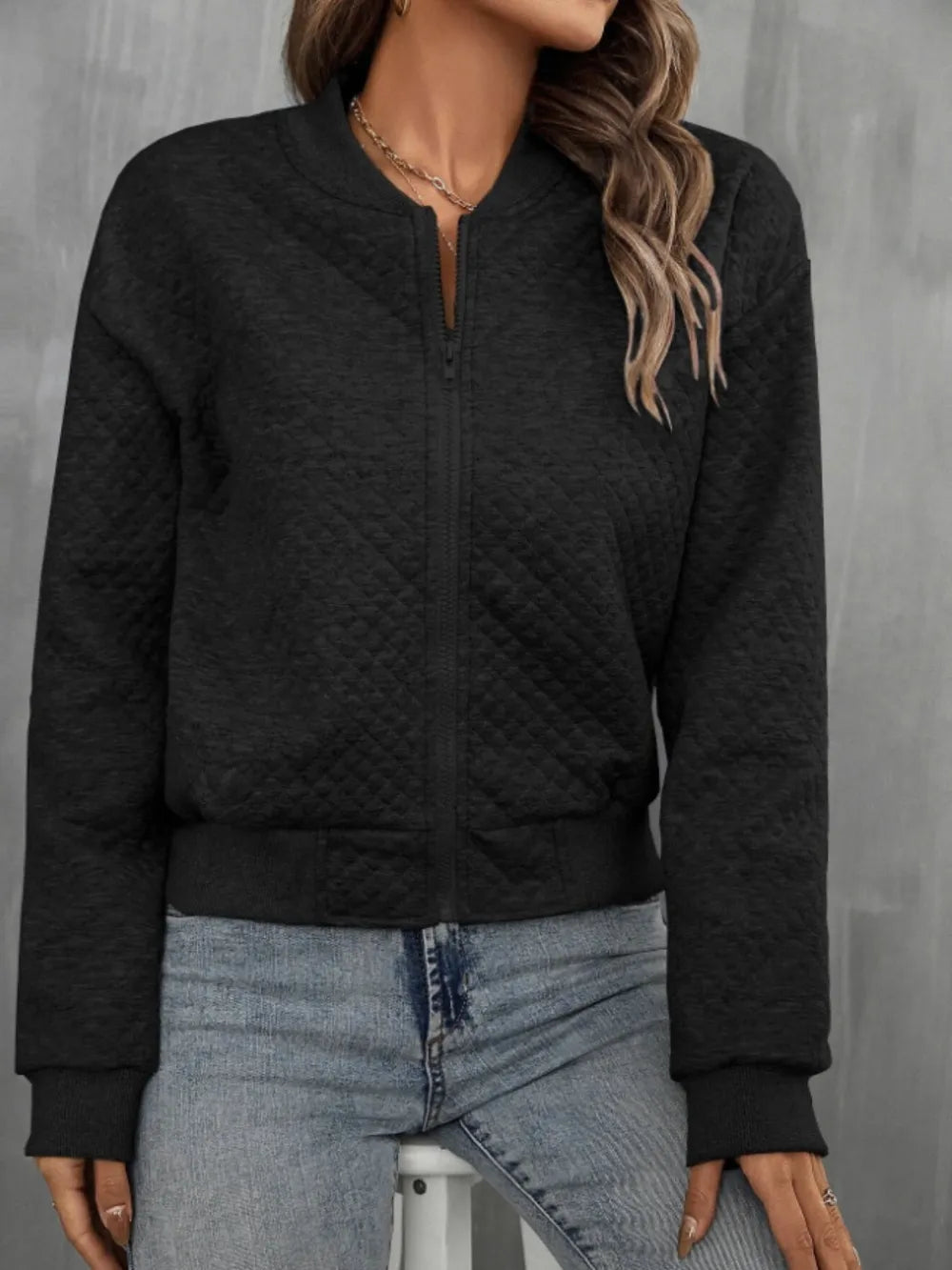 Zip Up Long Sleeve Jacket nicholesgifts