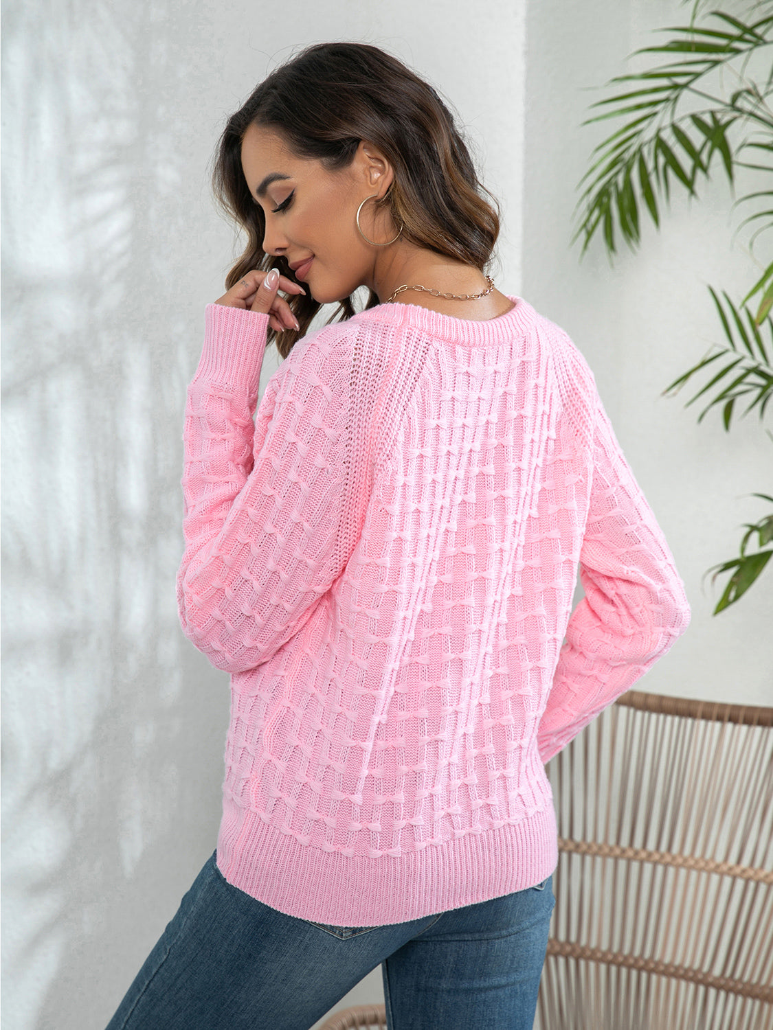 Decorative Button Long Sleeve Sweater nicholesgifts