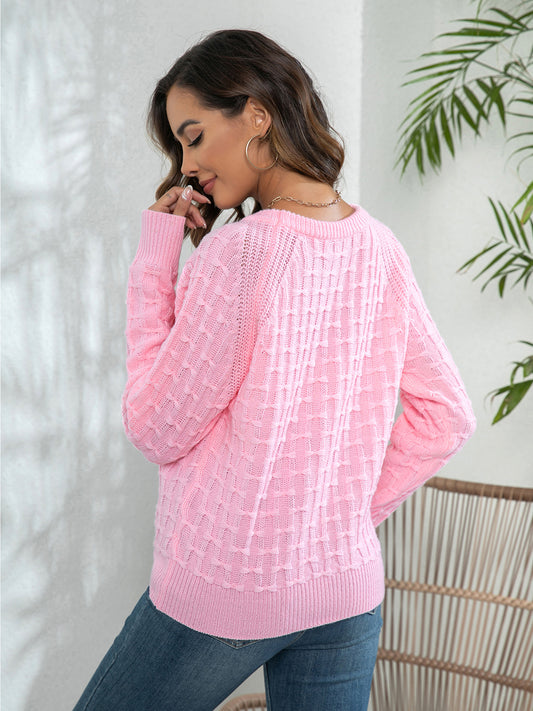 Decorative Button Long Sleeve Sweater nicholesgifts