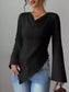 Cowl Neck Ribbed Knit T-Shirt nicholesgifts