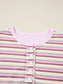 Exposed Seam Color Block Striped Patchwork Loose Henley Sweatshirt nicholesgifts