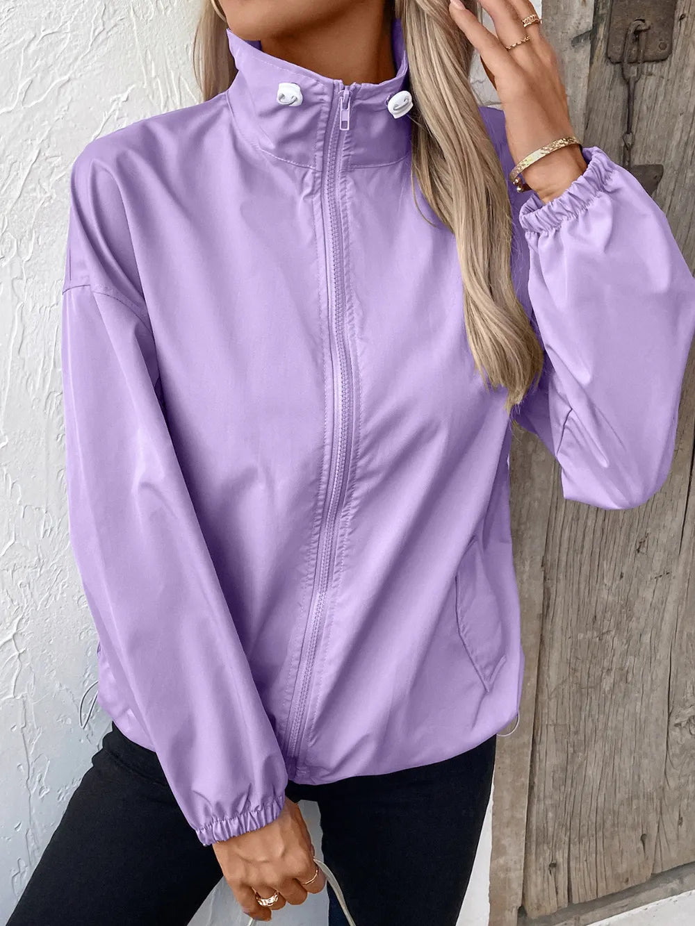 Ivy Lane Pocketed Zip Up Long Sleeve Jacket nicholesgifts