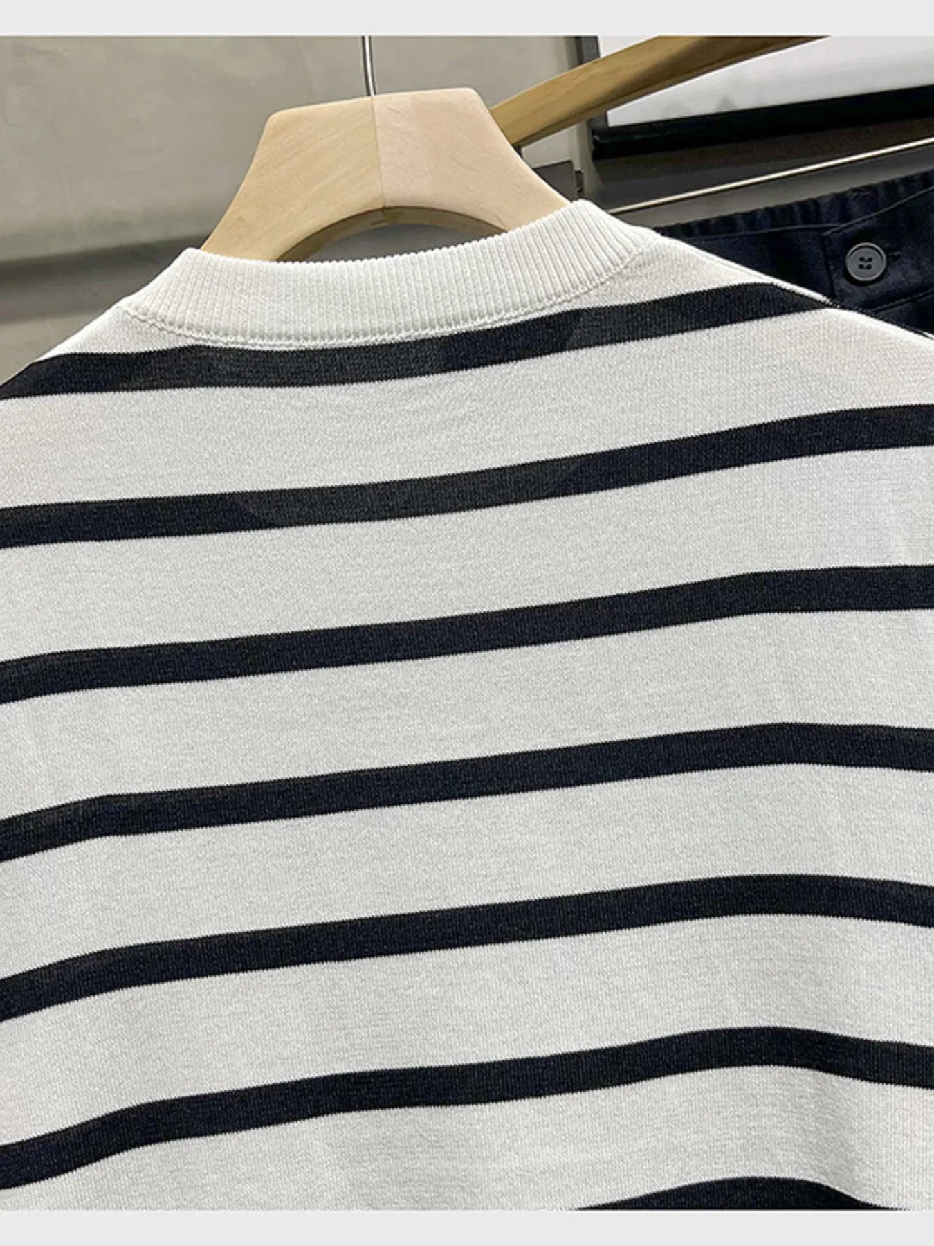 Men's Full Size Classic Striped Knit Short Sleeve T-Shirt Plus Size Trendsi