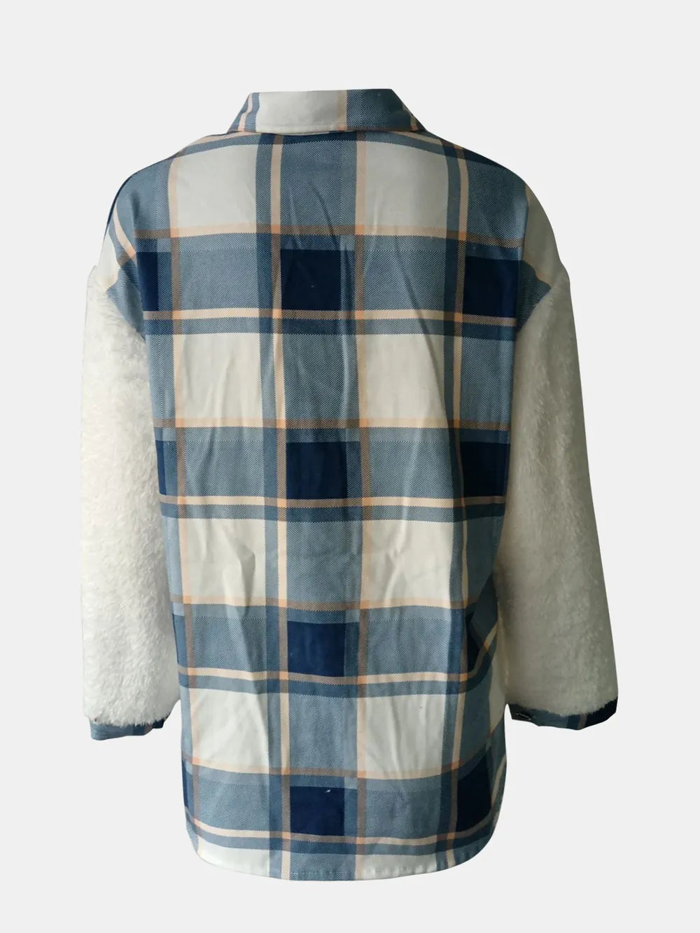 Fuzzy Button Up Long Sleeve Jacket nicholesgifts
