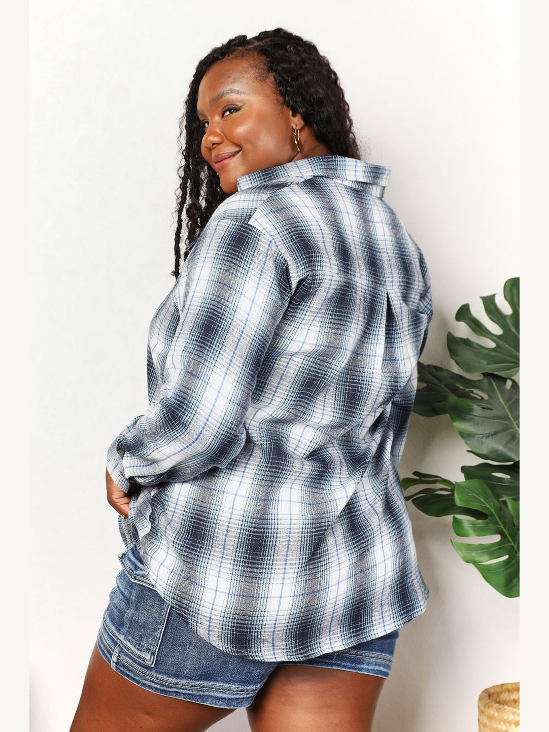 Mandy Plaid Dropped Shoulder Shirt NicholesGifts