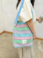 Striped Woven Shoulder Bag with Adjustable Strap nicholesgifts