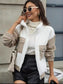 Women Contrast Zip Up Long Sleeve Jacket nicholesgifts