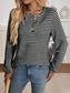 Striped Button Detail Long Sleeve Top nicholesgifts