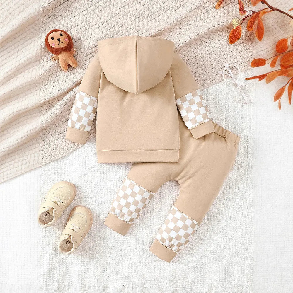 Checkered Long Sleeve Sweatshirt and Pants Set NicholesGifts