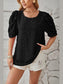 Swiss Dot Round Neck Short Sleeve Blouse nicholesgifts