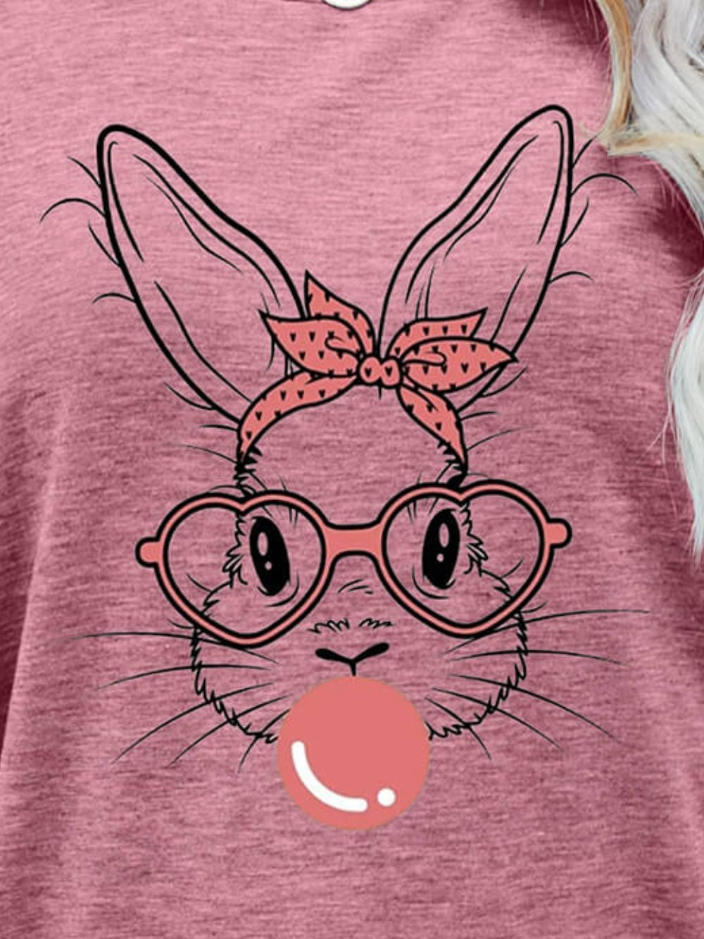 Easter Bunny Graphic Round Neck T-Shirt nicholesgifts