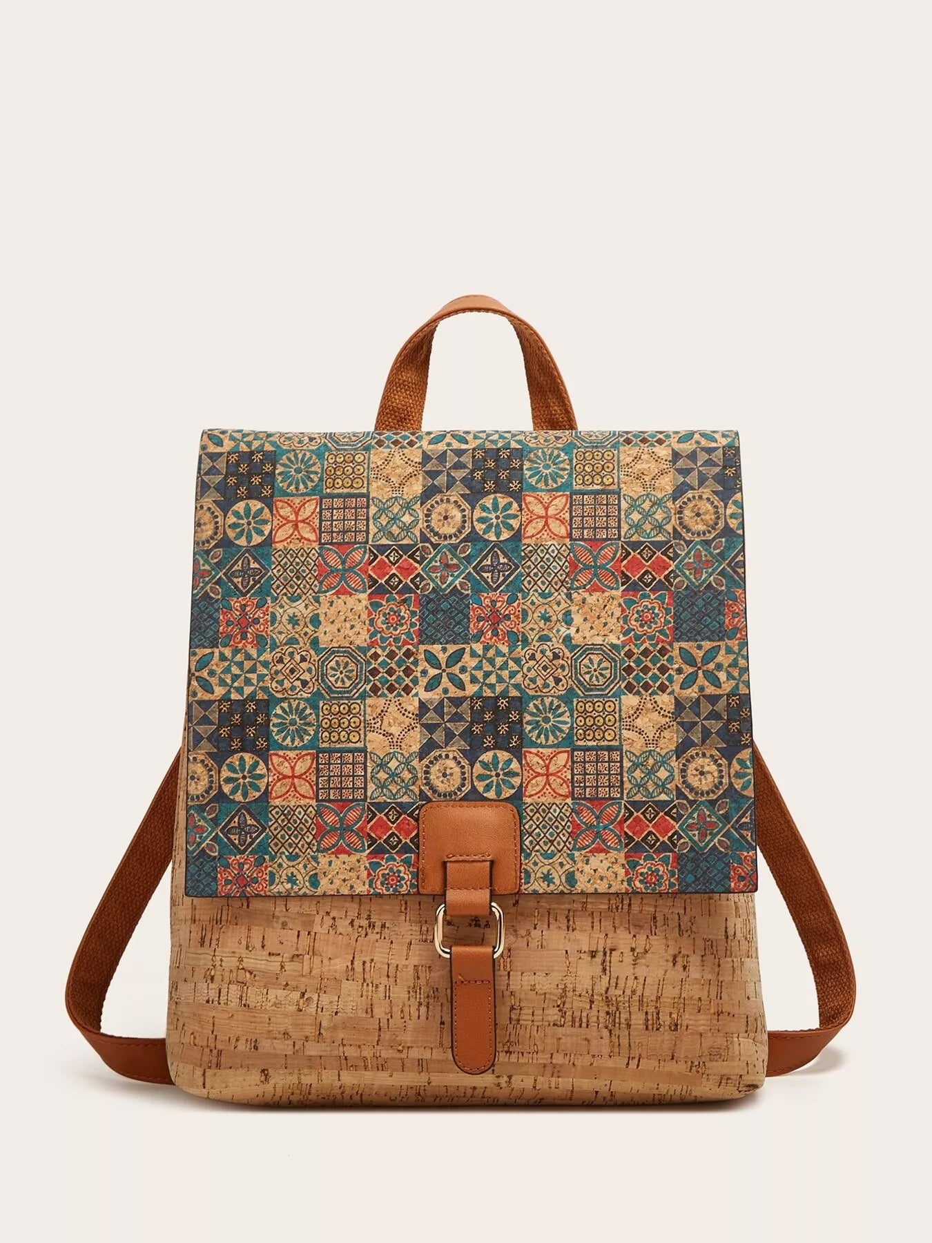 Vintage Bark Print Flap Backpack nicholesgifts