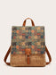 Vintage Bark Print Flap Backpack nicholesgifts