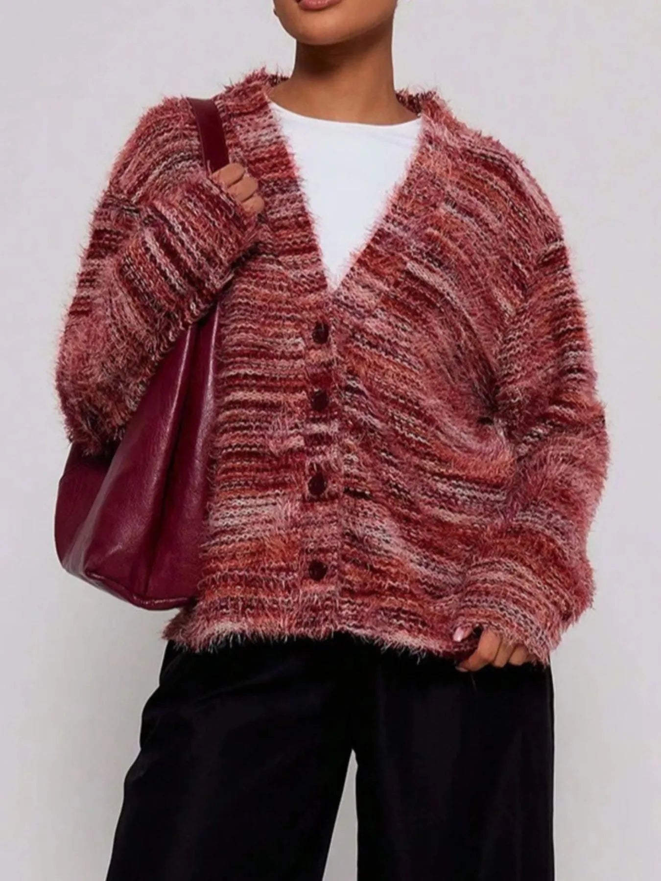 Fuzzy Button Down Chunky Cardigan