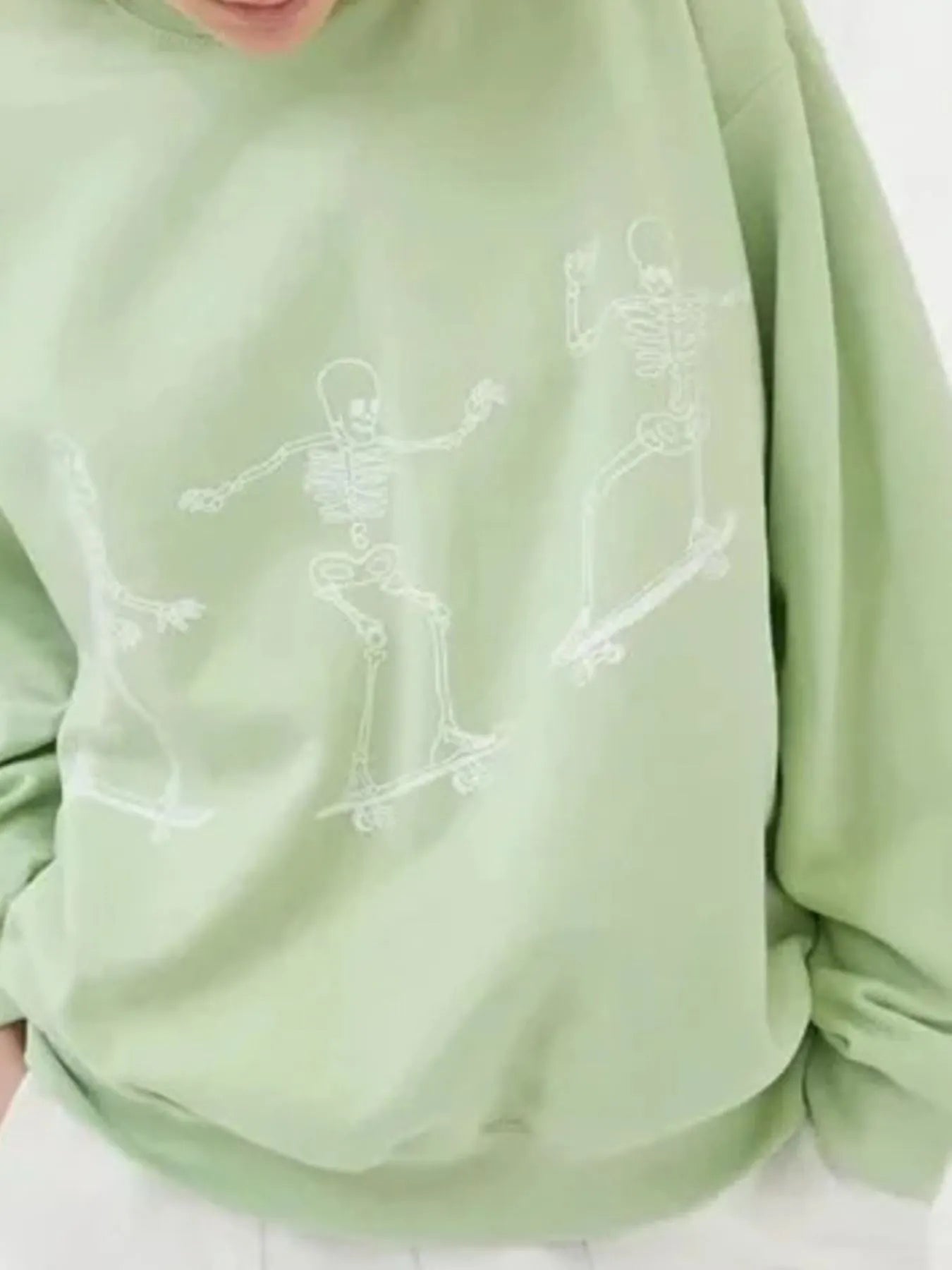 Skeleton Graphic Oversized Sweatshirt Trendsi